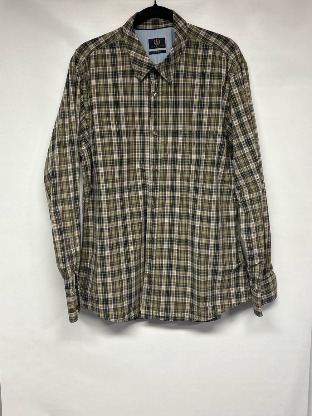 Hart Schaffner Marx Olive Plaid Button-Down Shirt